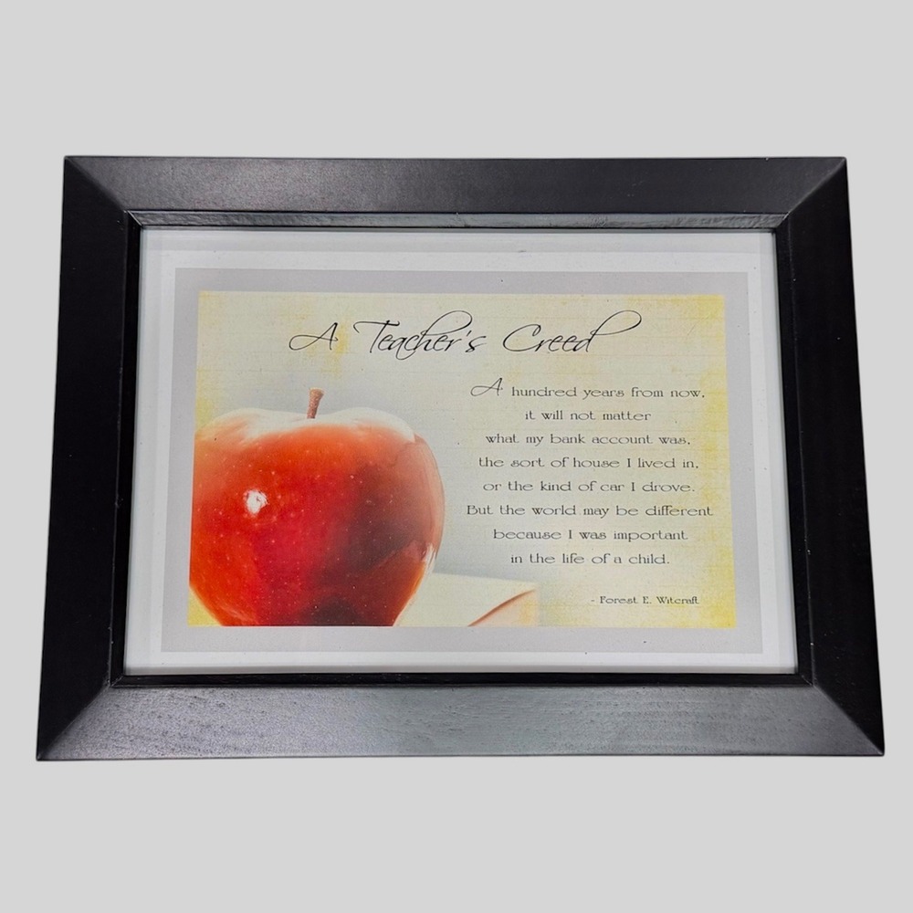 A Teachers Creed Framed Wall Art Forest Witcraft Poem Apple Teacher Gift NIB